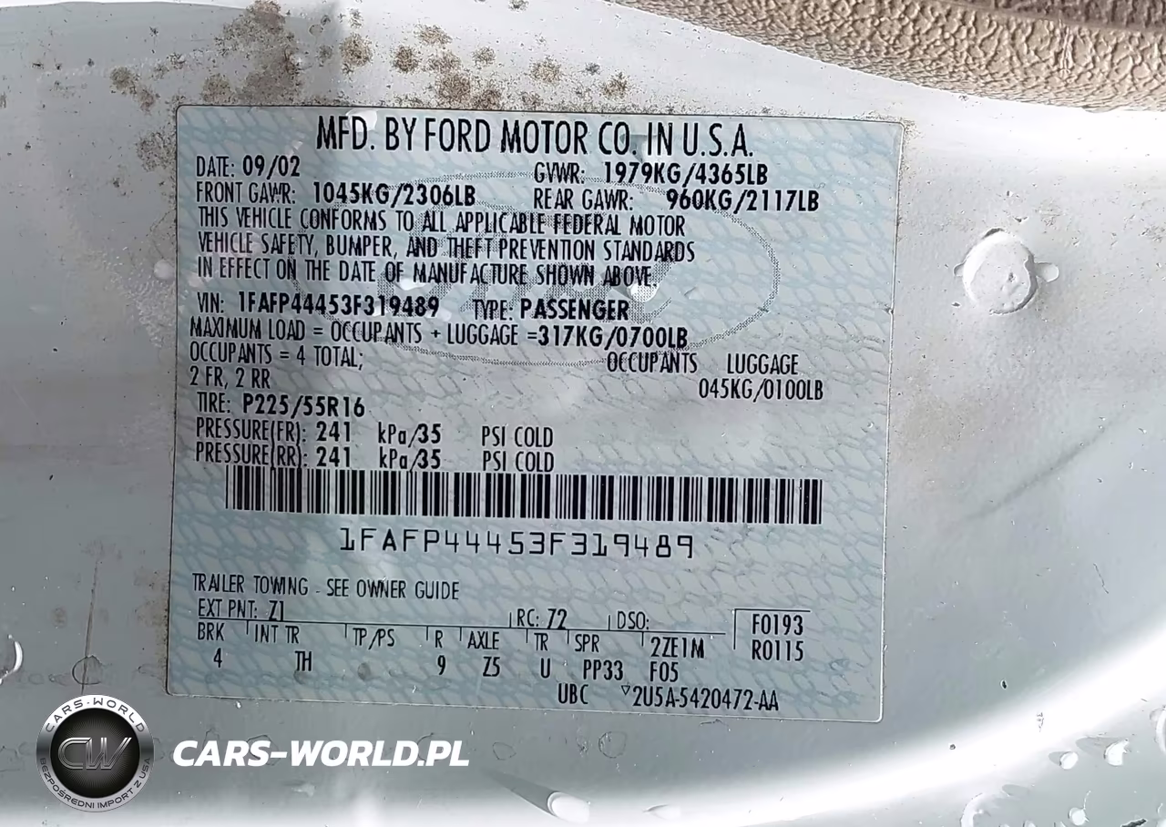 2003 Ford Mustang VIN:1FAFP44453F319489 - 9