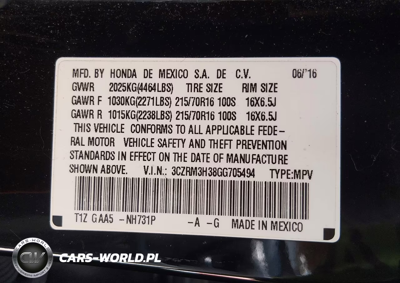 2016 Honda Cr-V Lx VIN:3CZRM3H38GG705494 - 9