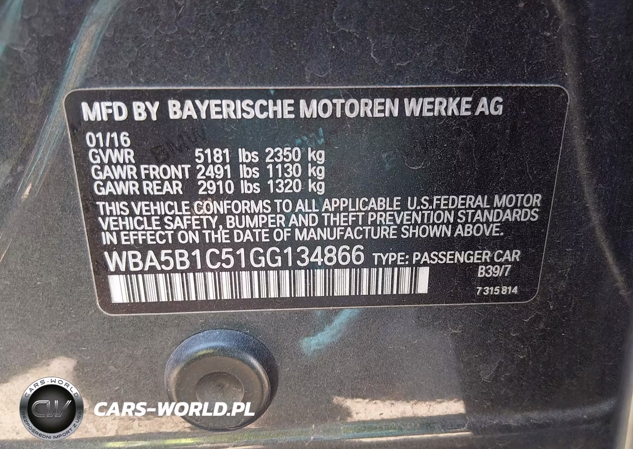 2016 BMW 535I VIN:WBA5B1C51GG134866 - 9