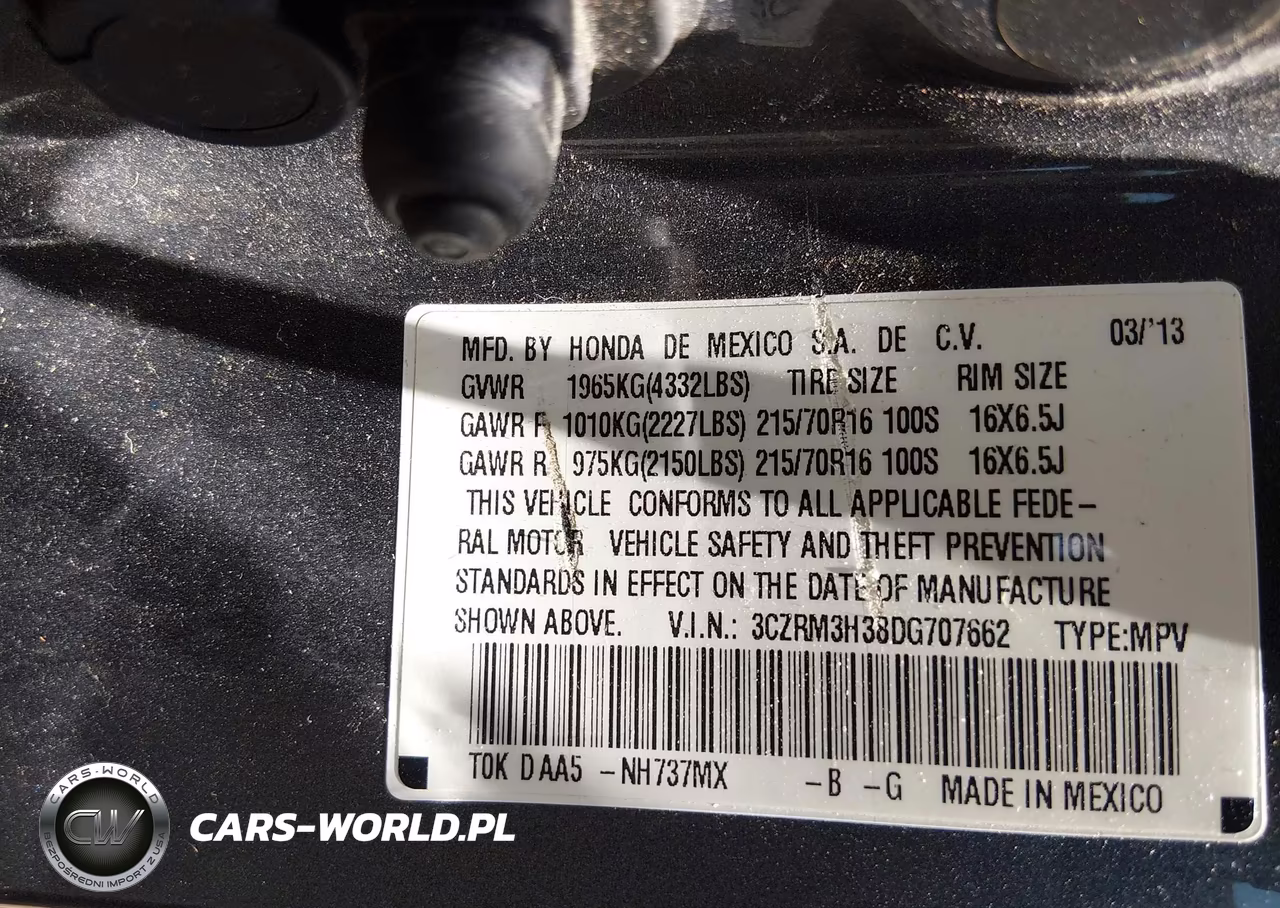 2013 Honda Cr-V Lx VIN:3CZRM3H38DG707662 - 9