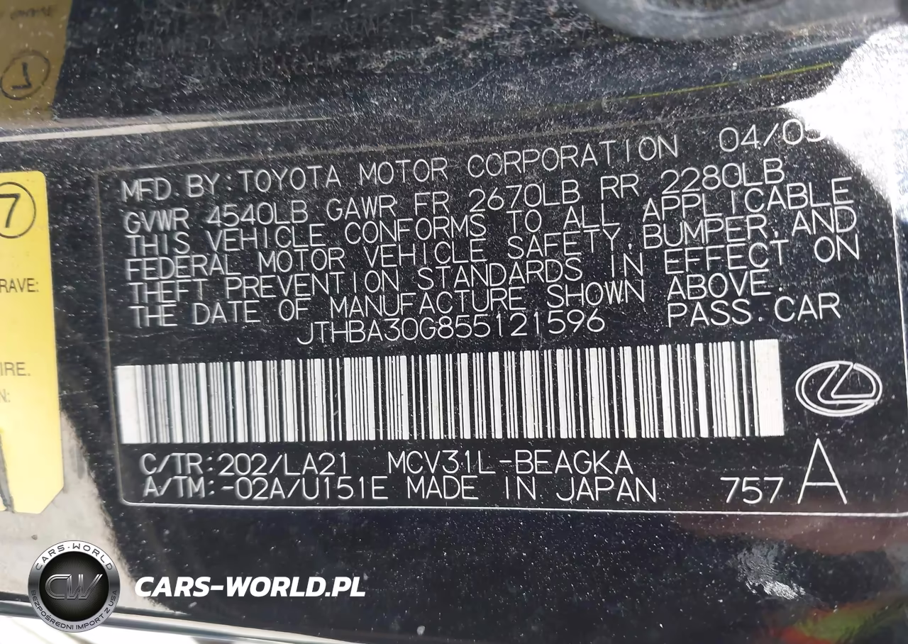 2005 Lexus Es 330 VIN:JTHBA30G855121596 - 9