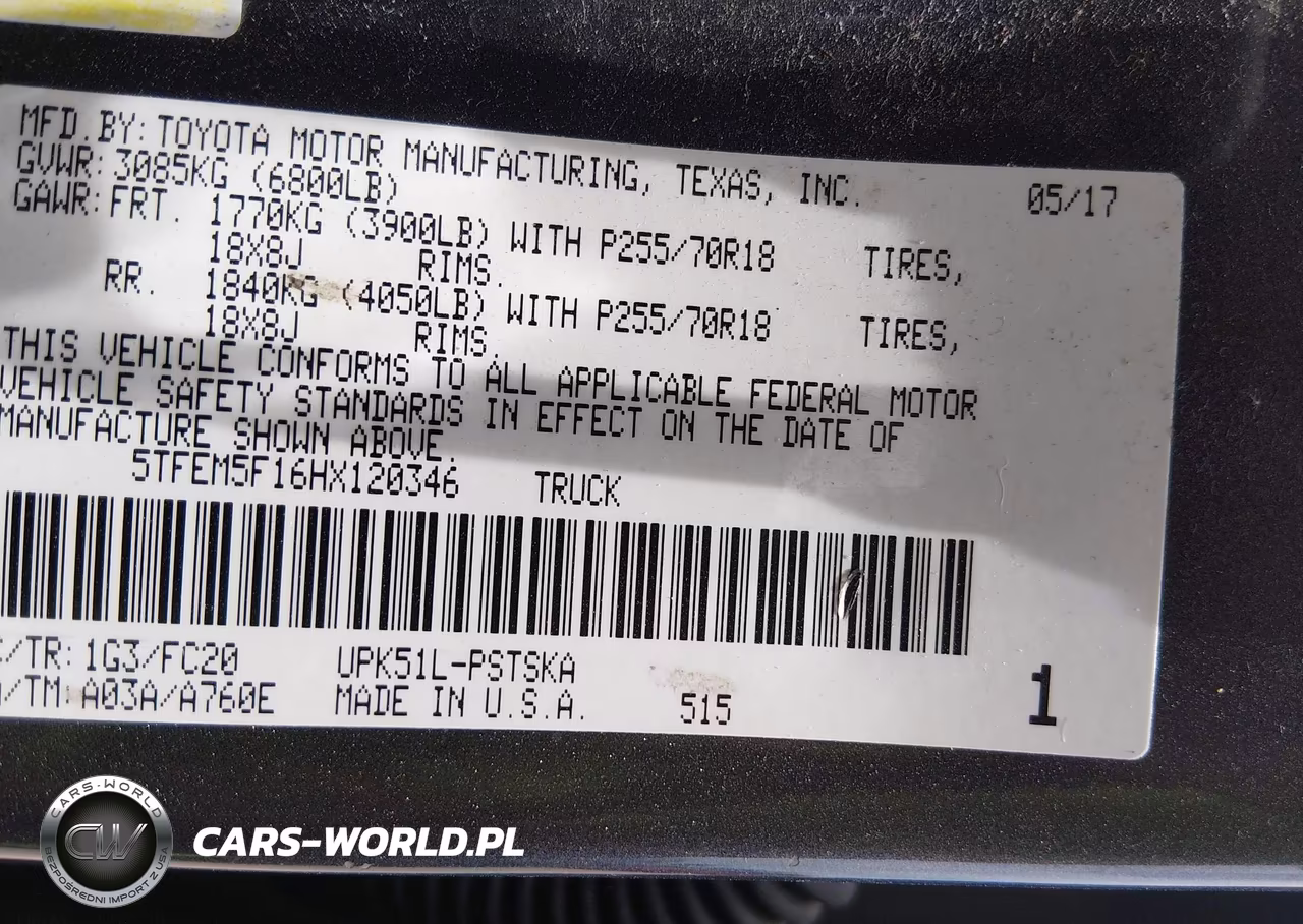 2017 Toyota Tundra Sr5 4.6L V8 VIN:5TFEM5F16HX120346 - 9