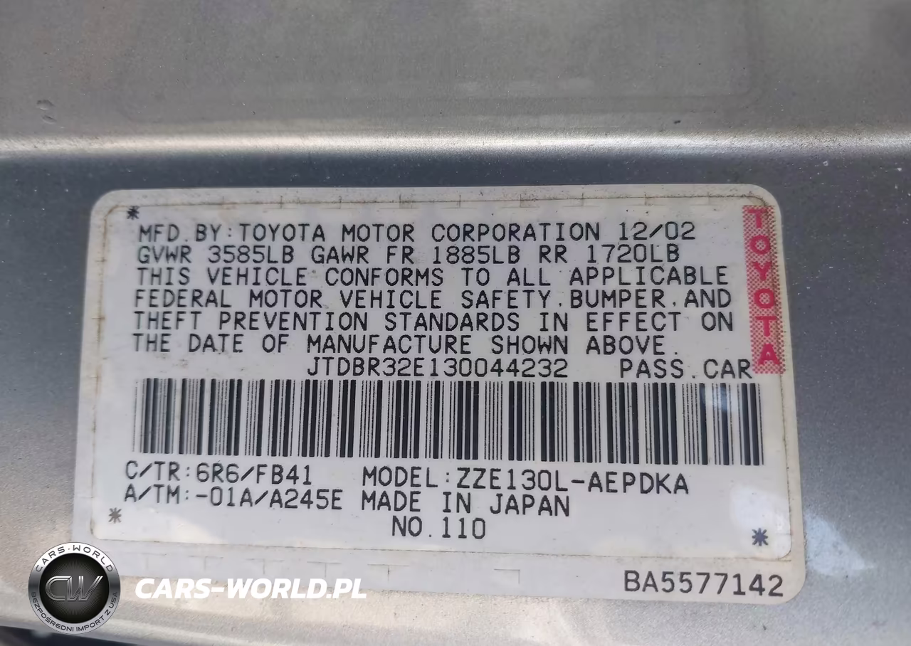 2003 Toyota Corolla Ce VIN:JTDBR32E130044232 - 9