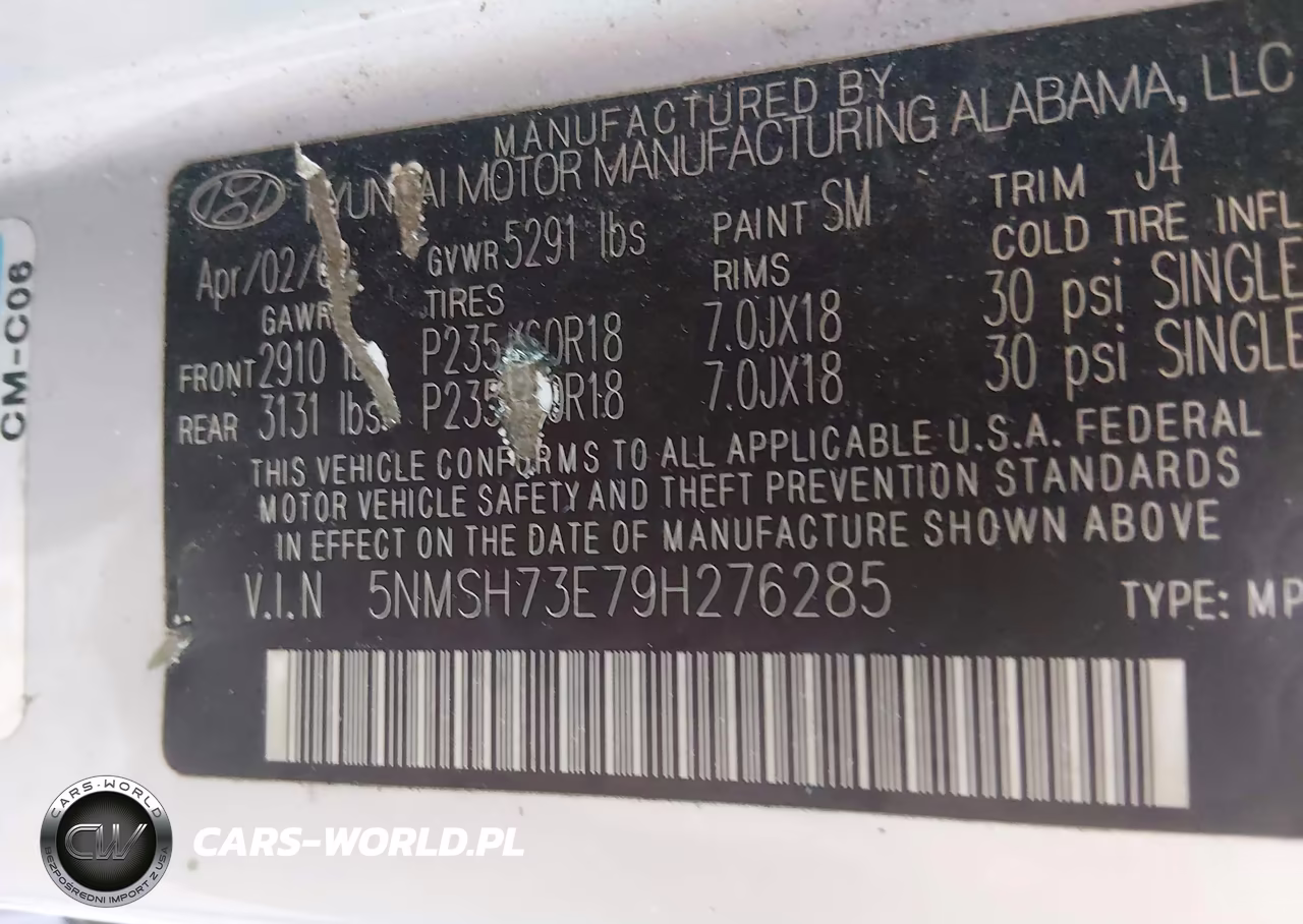 2009 Hyundai Santa Fe Se VIN:5NMSH73E79H276285 - 9