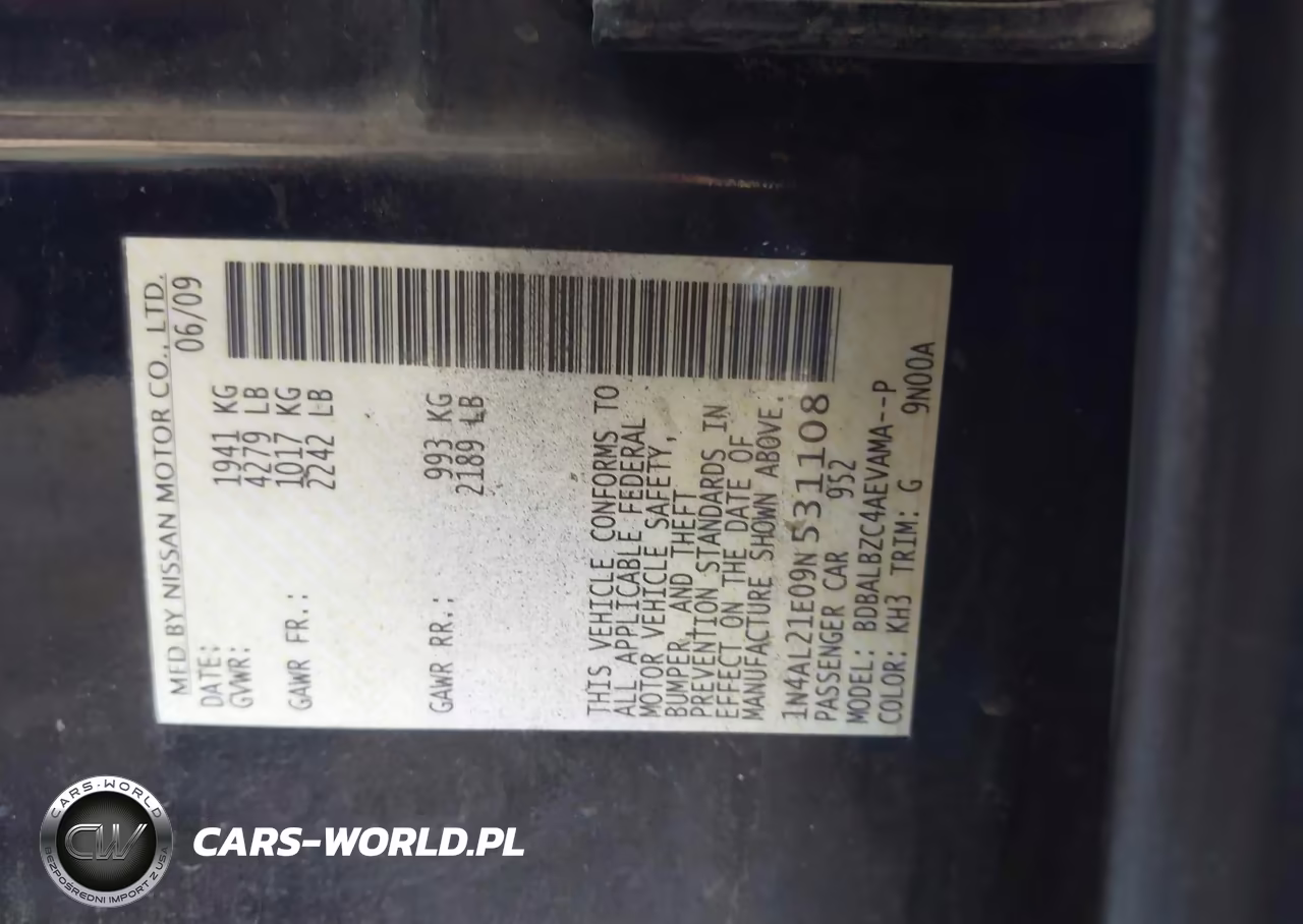 2009 Nissan Altima 2.5 S VIN:1N4AL21E09N531108 - 9