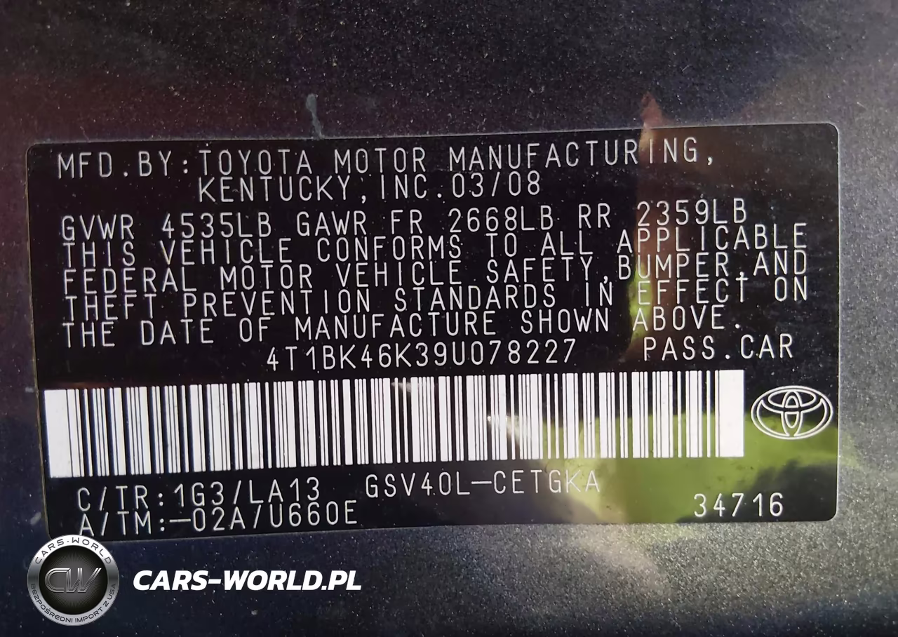 2009 Toyota Camry Xle V6 VIN:4T1BK46K39U078227 - 9