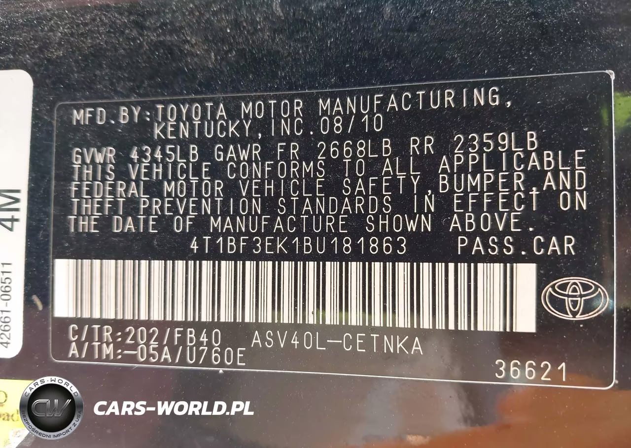 2011 Toyota Camry Le VIN:4T1BF3EK1BU181863 - 9