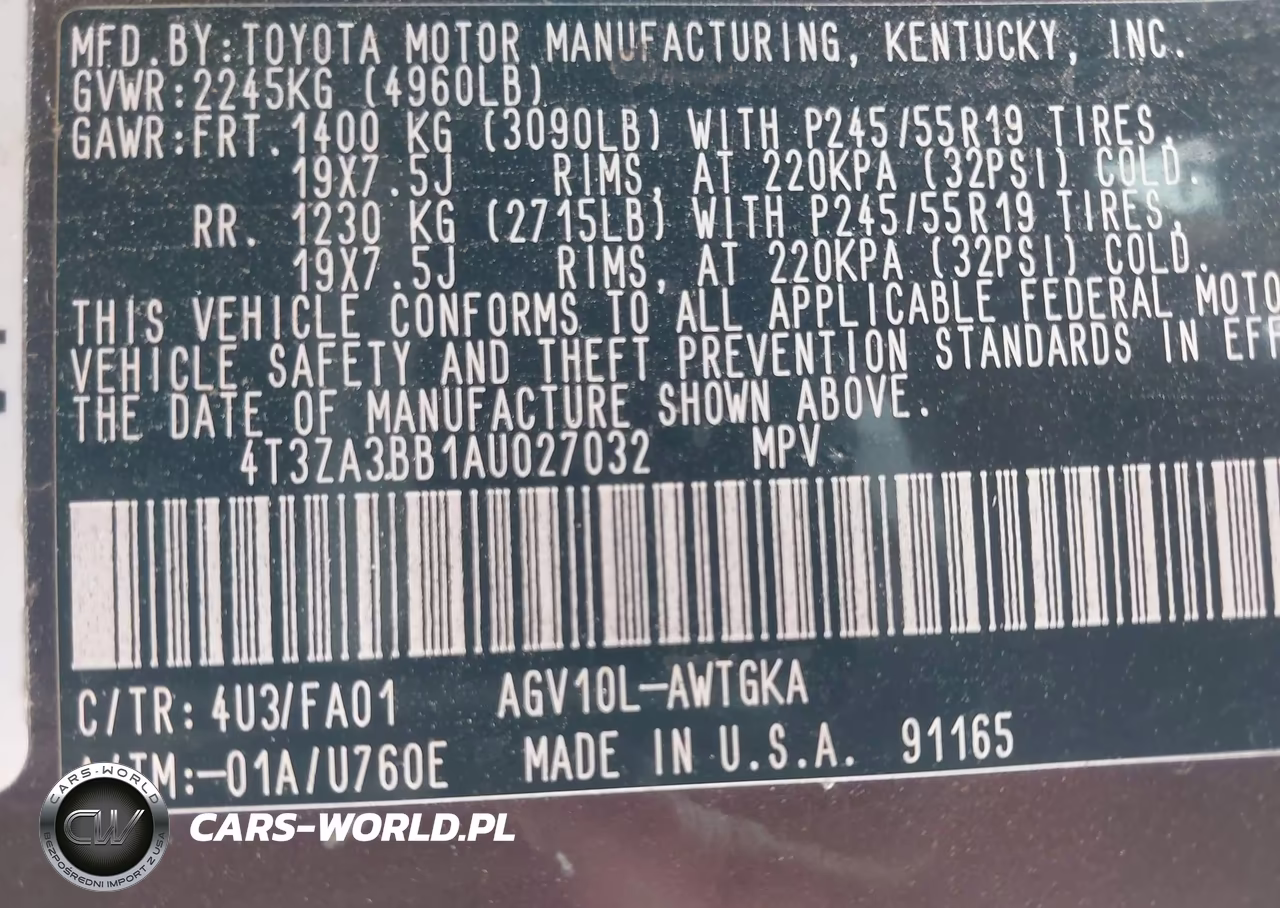 2010 Toyota Venza VIN:4T3ZA3BB1AU027032 - 9