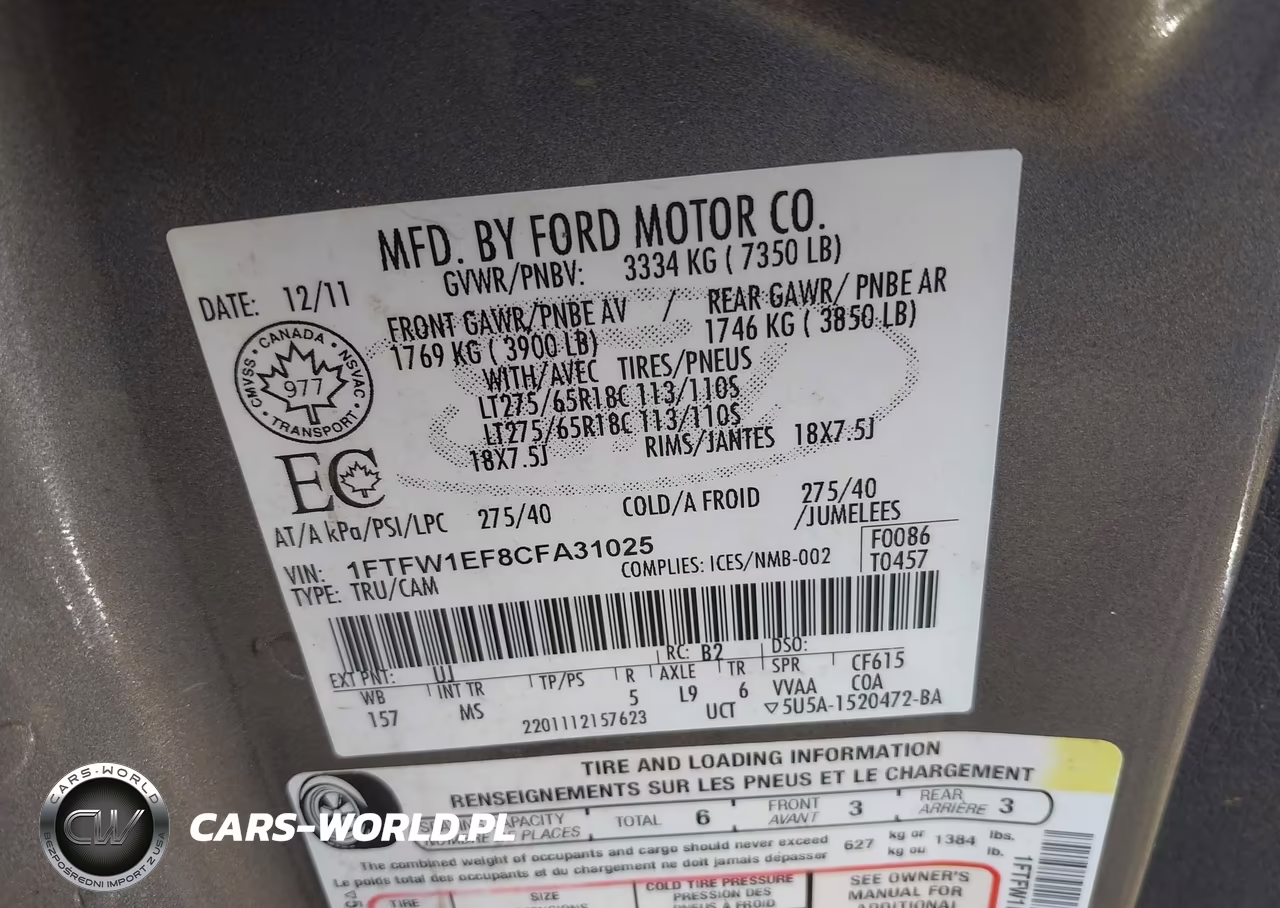 2012 Ford F-150 Xlt VIN:1FTFW1EF8CFA31025 - 9
