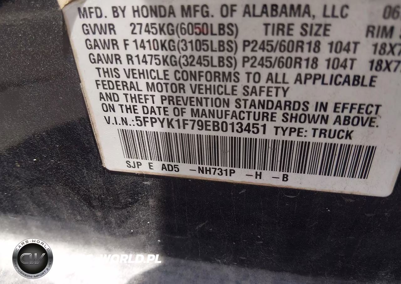 2014 Honda Ridgeline Sport VIN:5FPYK1F79EB013451 - 9