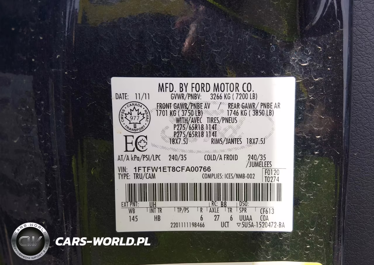 2012 Ford F-150 Lariat VIN:1FTFW1ET8CFA00766 - 9