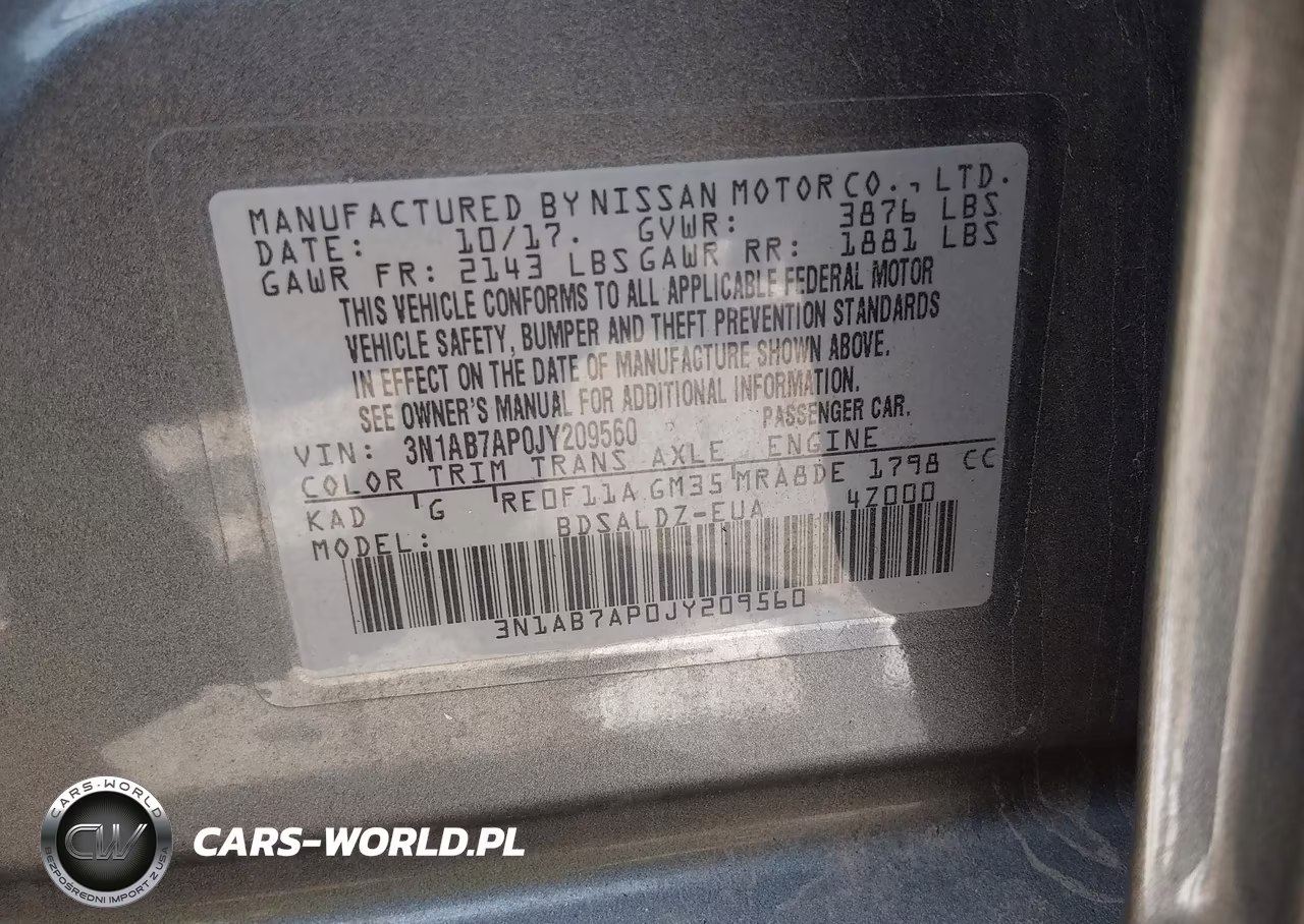 2018 Nissan Sentra Sv VIN:3N1AB7AP0JY209560 - 9