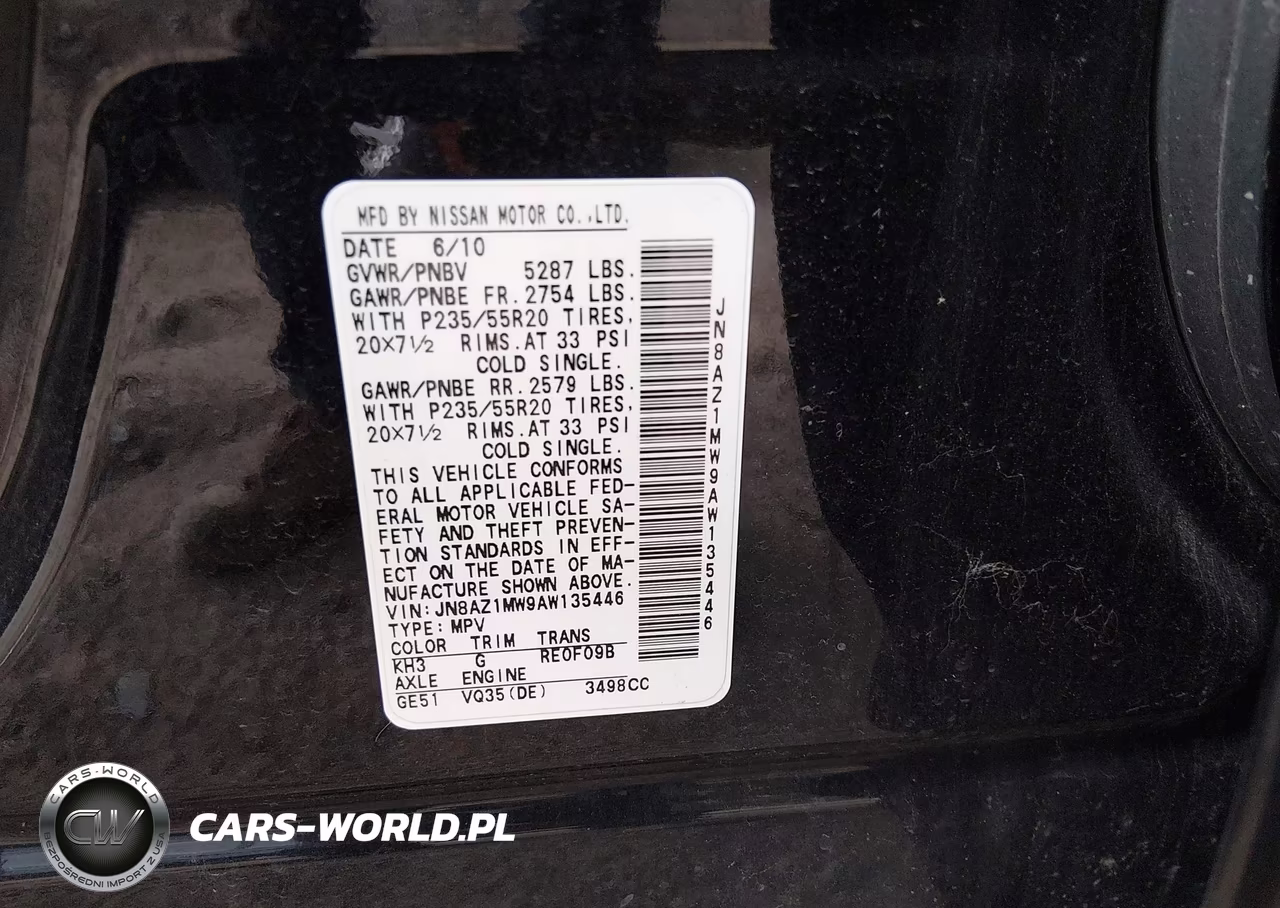 2010 Nissan Murano Le VIN:JN8AZ1MW9AW135446 - 9