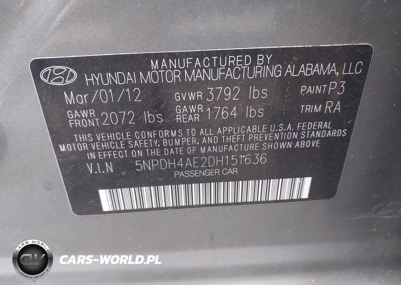 2013 Hyundai Elantra Gls VIN:5NPDH4AE2DH151636 - 9