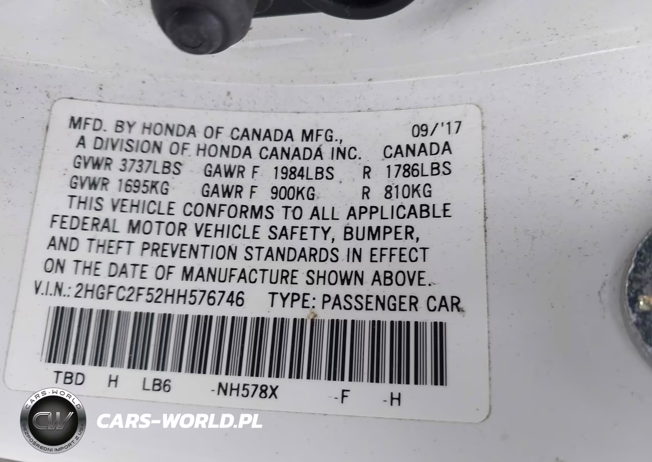 2017 Honda Civic Lx VIN:2HGFC2F52HH576746 - 9