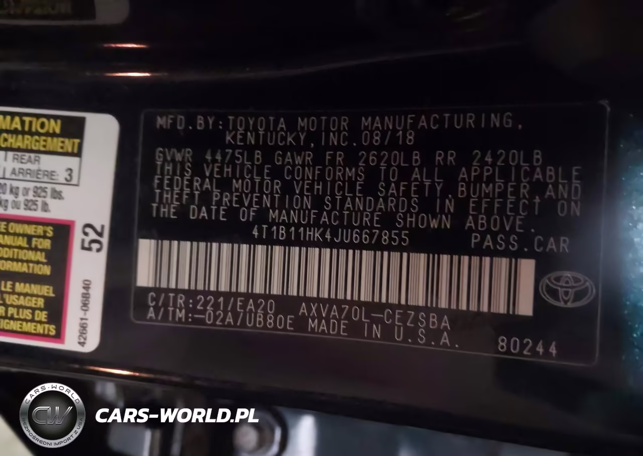 2018 Toyota Camry Se VIN:4T1B11HK4JU667855 - 9