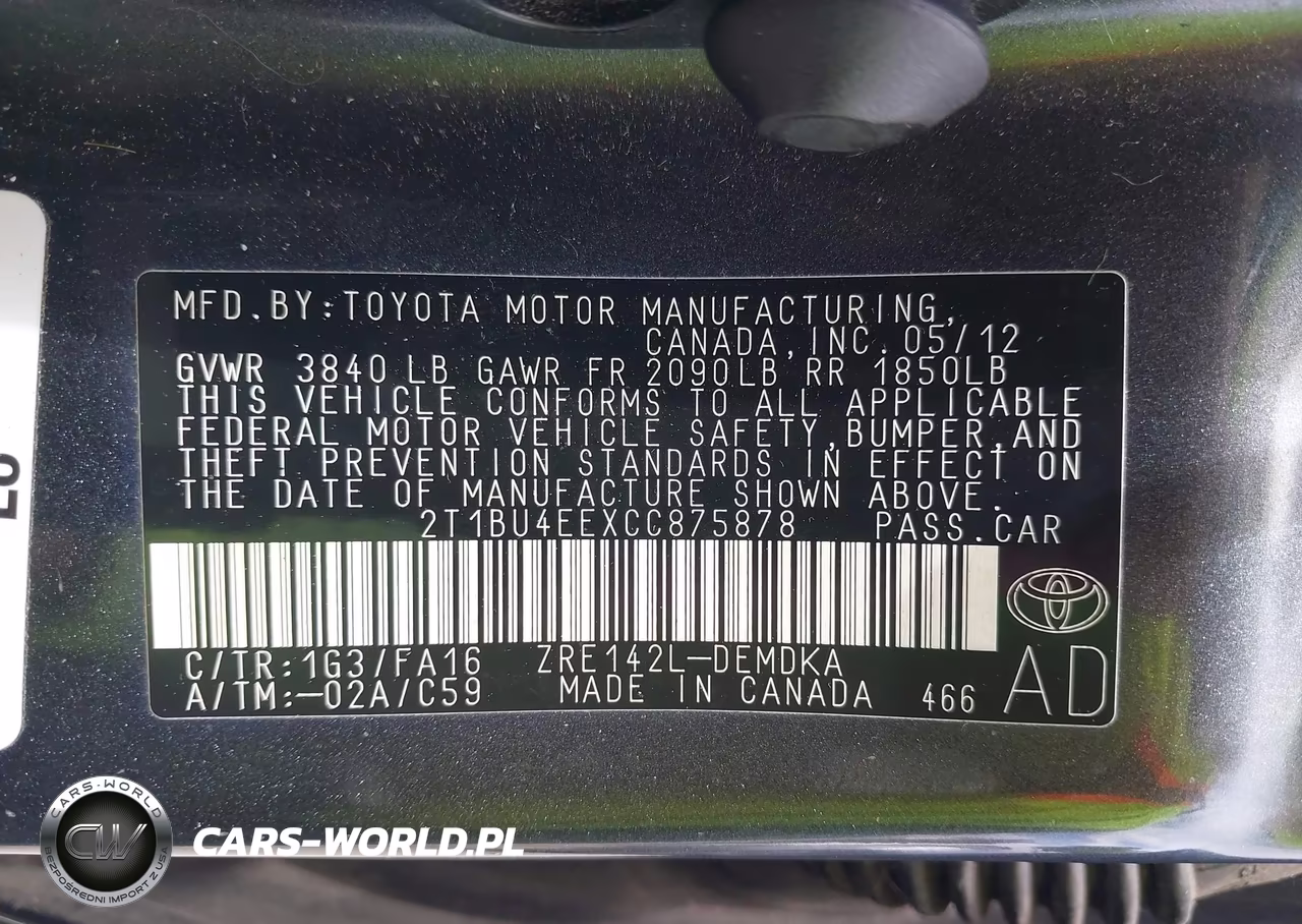2012 Toyota Corolla L VIN:2T1BU4EEXCC875878 - 9