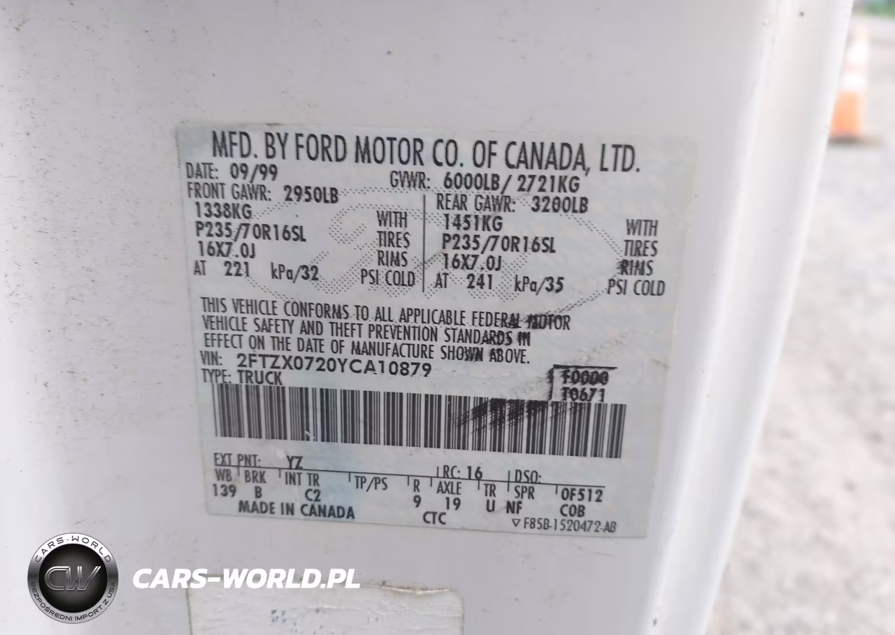 2000 Ford F-150 Xl-Xlt VIN:2FTZX0720YCA10879 - 9