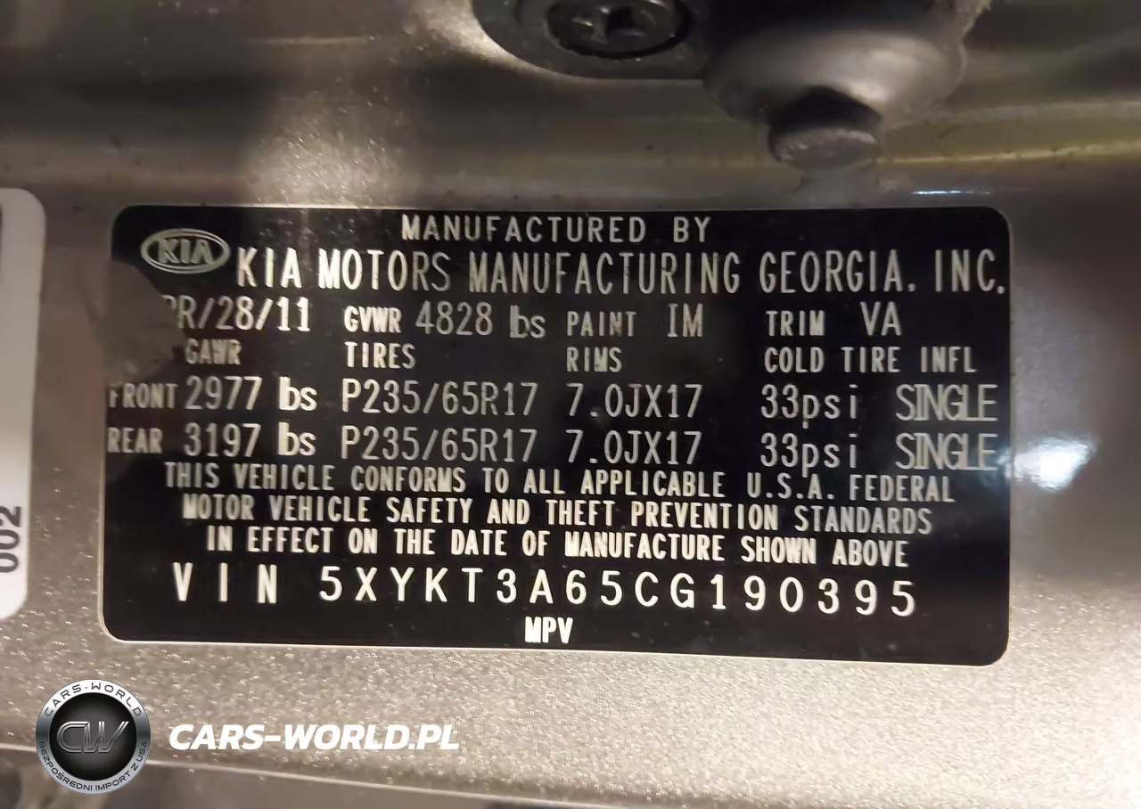 2012 Kia Sorento Lx VIN:5XYKT3A65CG190395 - 9