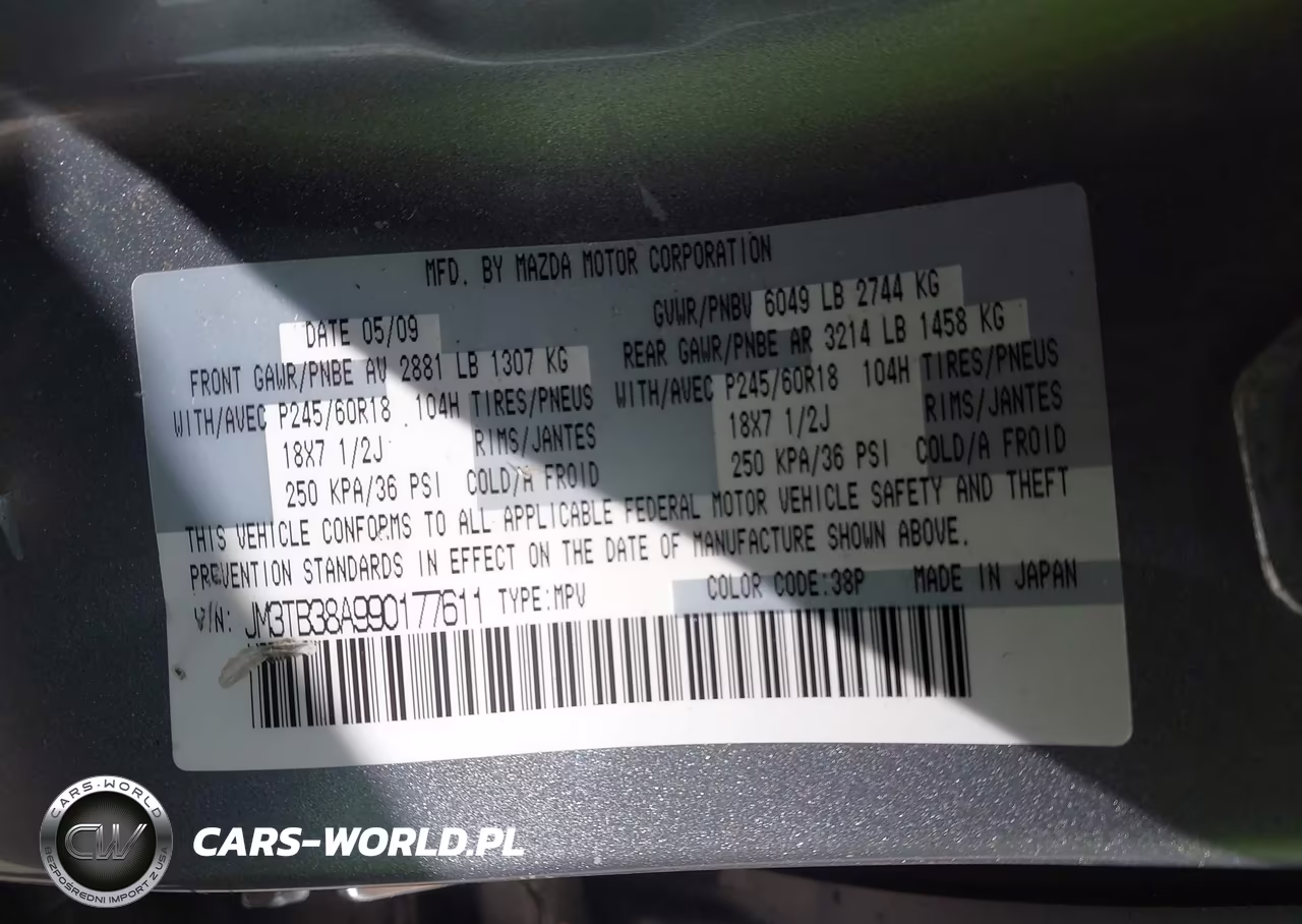 2009 Mazda Cx-9 Sport VIN:JM3TB38A990177611 - 9