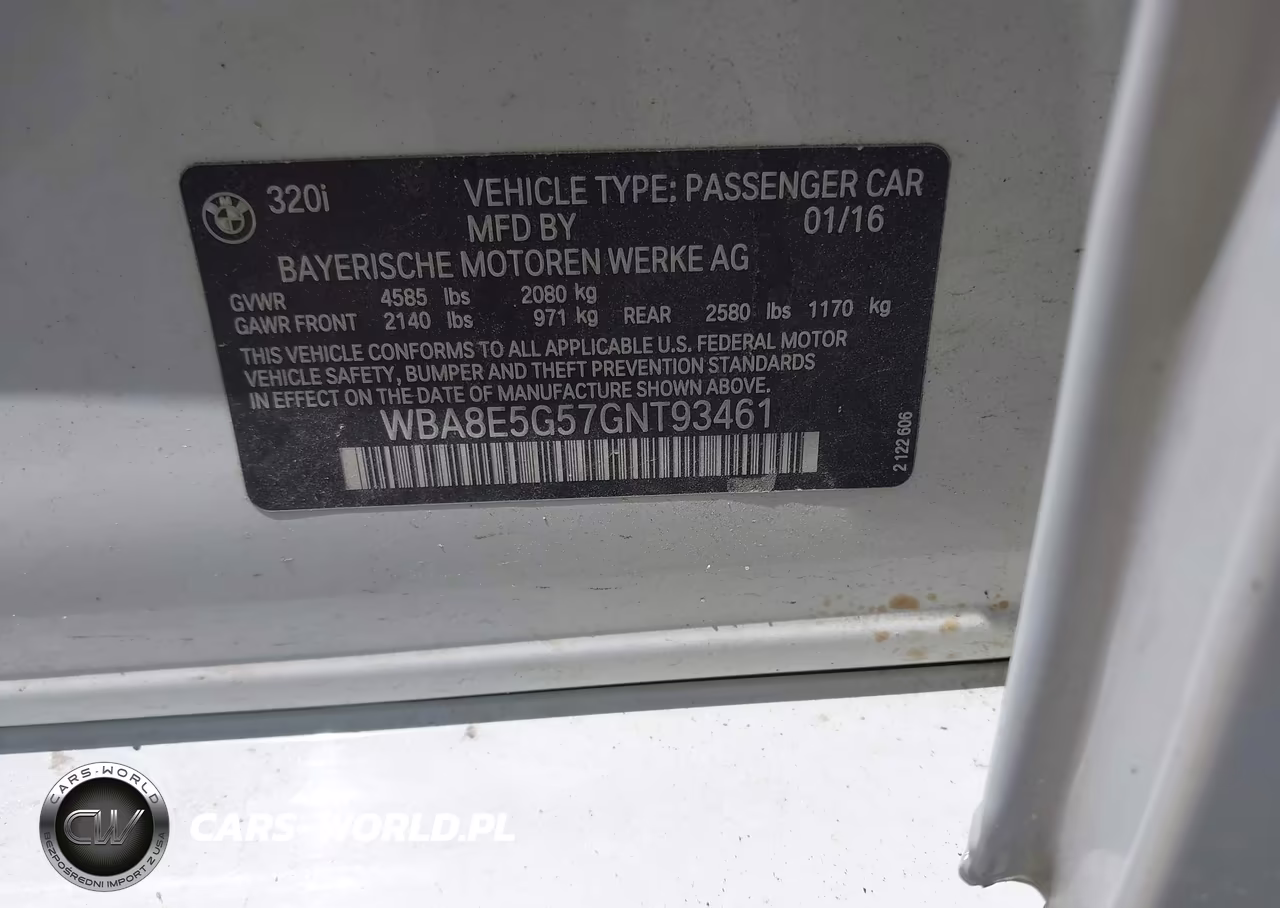 2016 BMW 320I xDrive VIN:WBA8E5G57GNT93461 - 9