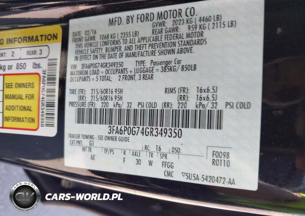 2016 Ford Fusion S VIN:3FA6P0G74GR349350 - 9