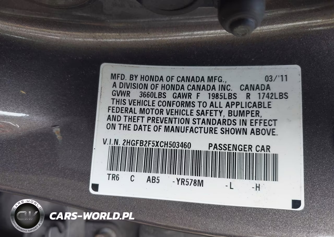 2012 Honda Civic Lx VIN:2HGFB2F5XCH503460 - 9