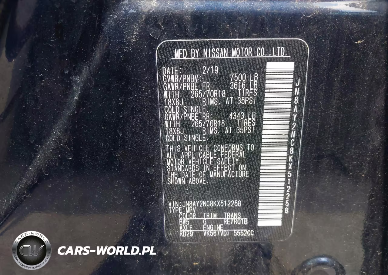 2019 Nissan Armada Sv VIN:JN8AY2NC8KX512258 - 9