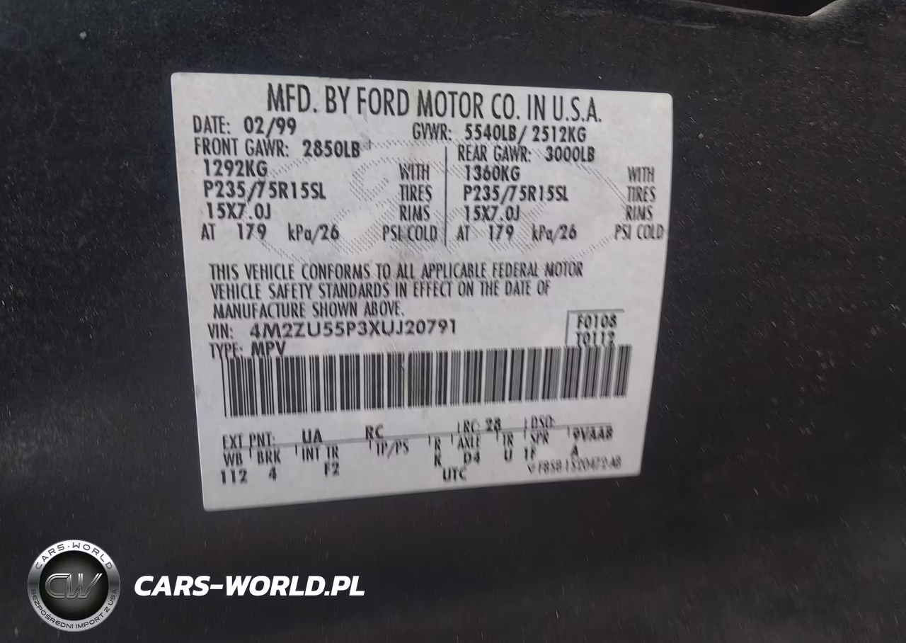 1999 Mercury Mountaineer VIN:4M2ZU55P3XUJ20791 - 9