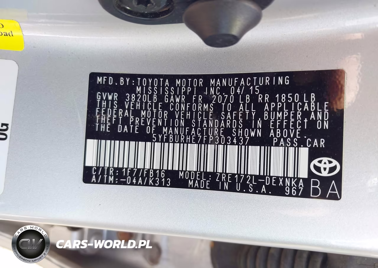 2015 Toyota Corolla Le VIN:5YFBURHE7FP303437 - 9