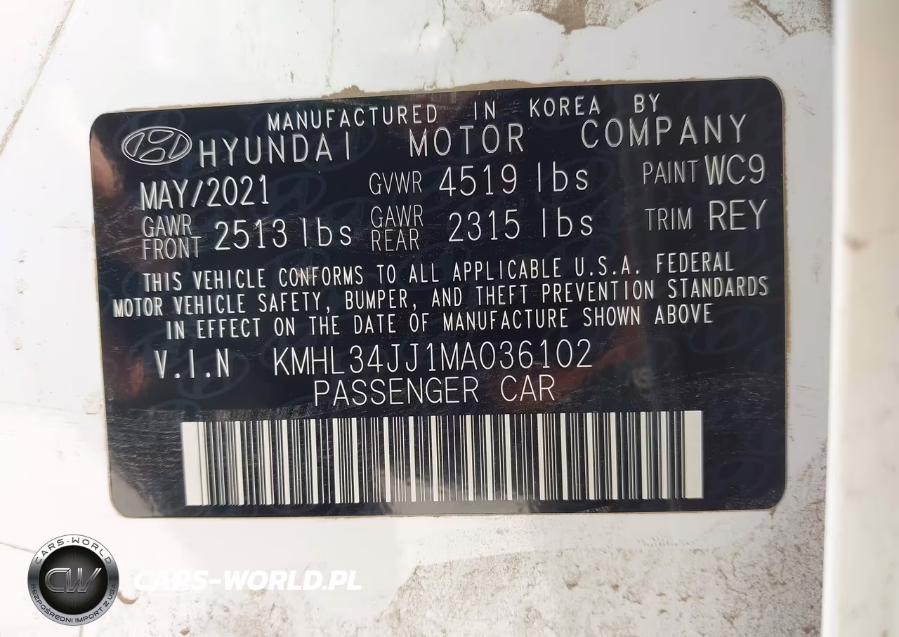 2021 Hyundai Sonata Sel VIN:KMHL34JJ1MA036102 - 9