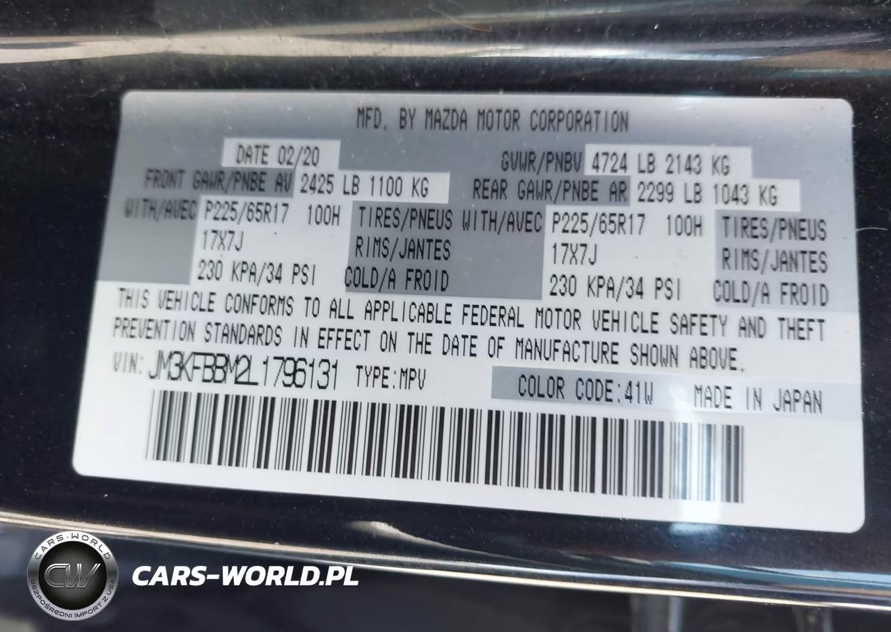 2020 Mazda Cx-5 Sport VIN:JM3KFBBM2L1796131 - 9