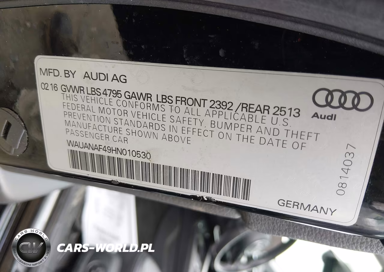 2017 Audi A4 Premium VIN:WAUANAF49HN010530 - 9