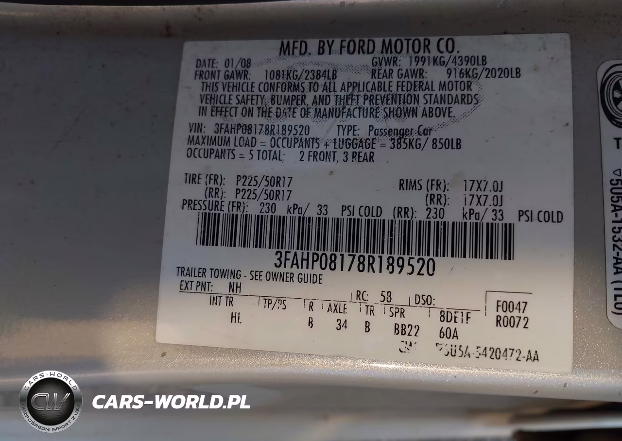 2008 Ford Fusion Sel VIN:3FAHP08178R189520 - 9