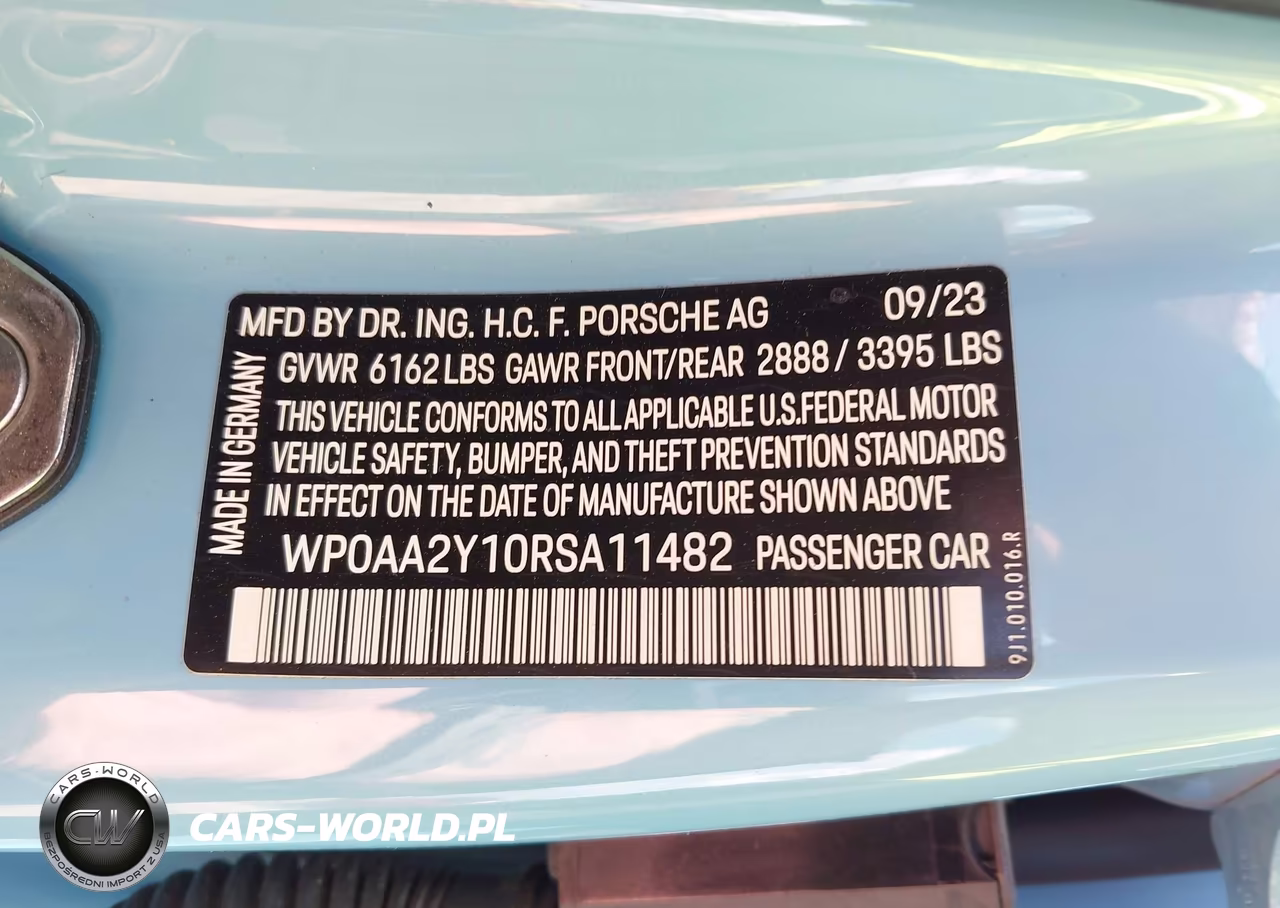 2024 Porsche Taycan VIN:WP0AA2Y10RSA11482 - 9