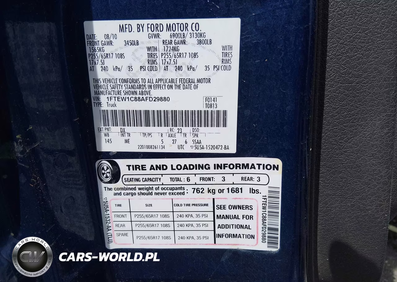 2010 Ford F-150 Fx2 Sport-Xl-Xlt VIN:1FTEW1C88AFD29880 - 9
