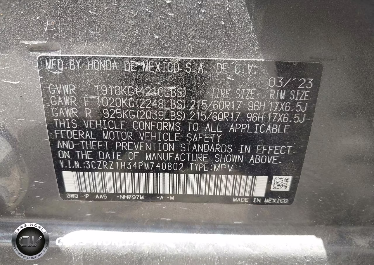 2023 Honda Hr-V 2Wd Lx VIN:3CZRZ1H34PM740802 - 9