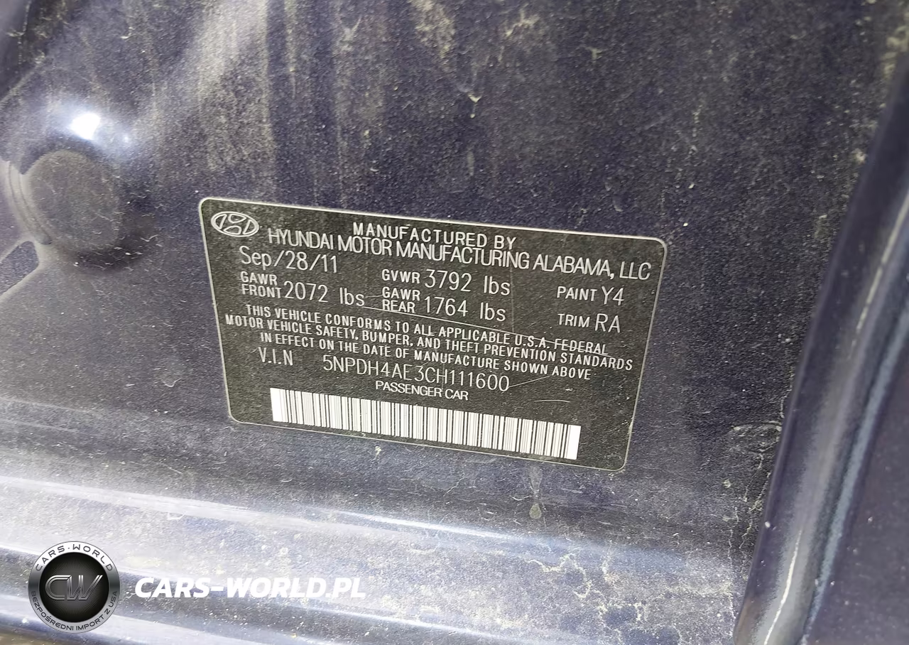2012 Hyundai Elantra Limited VIN:5NPDH4AE3CH111600 - 9