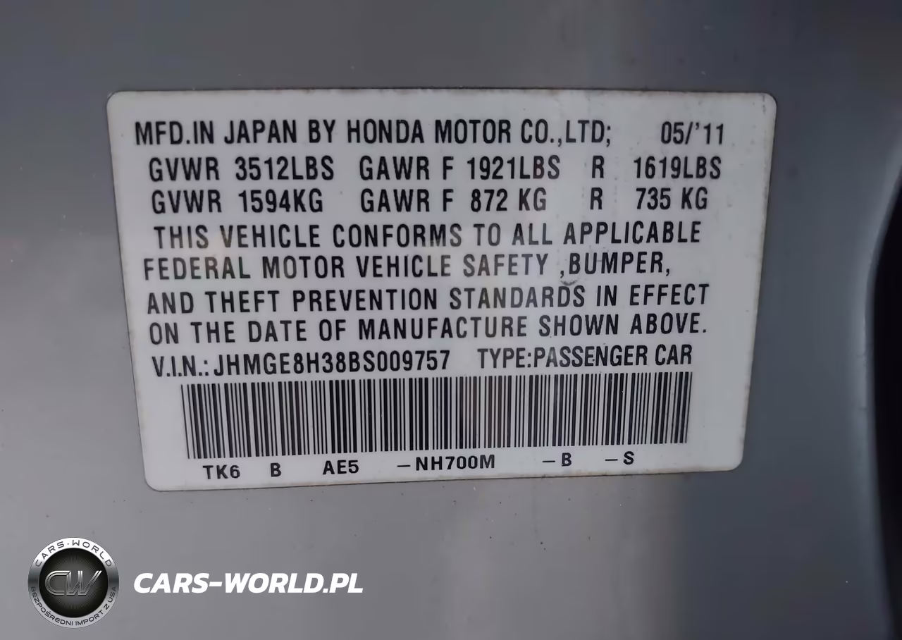 2011 Honda Fit VIN:JHMGE8H38BS009757 - 9