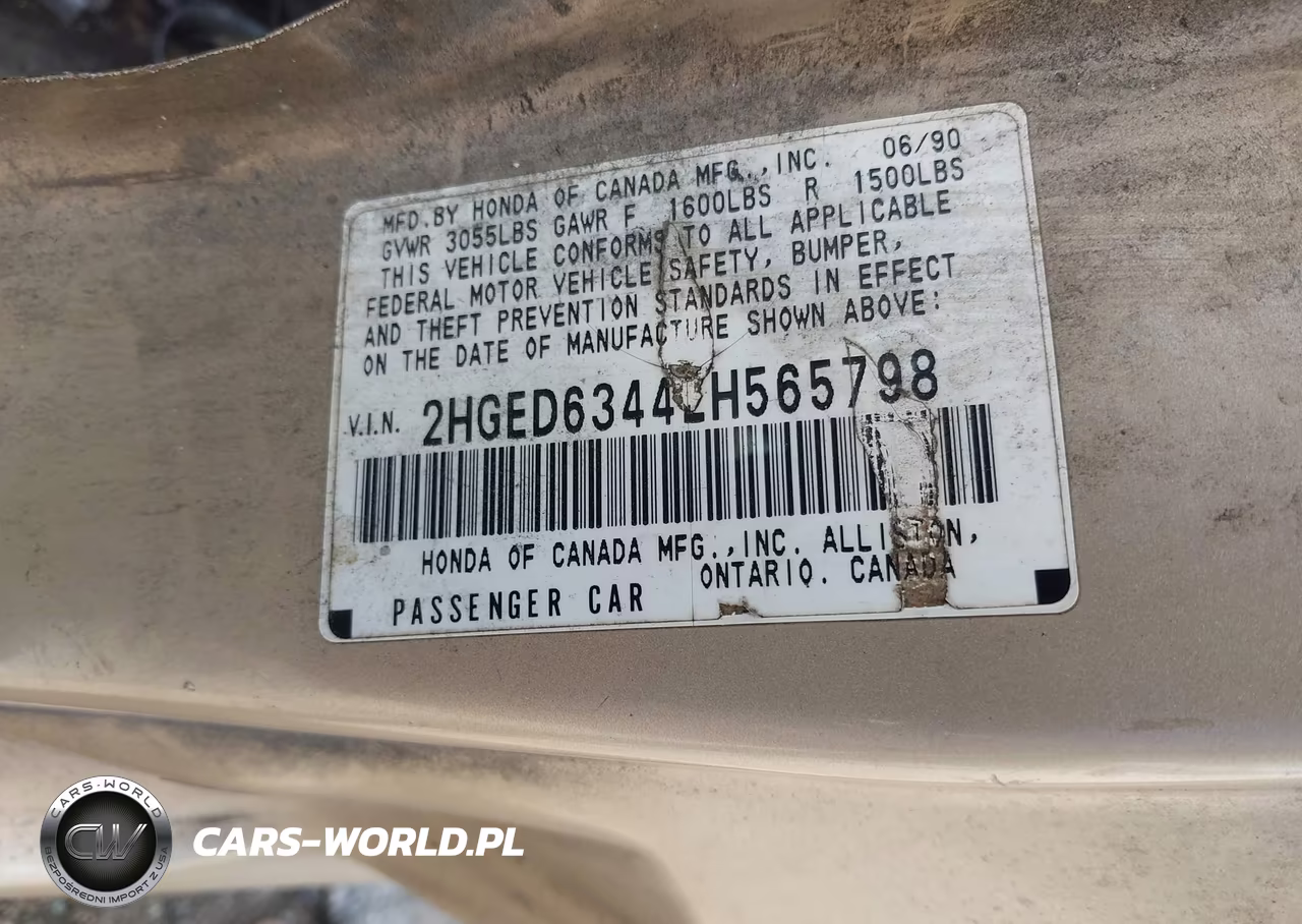 1990 Honda Civic VIN:2HGED6344LH565798 - 9