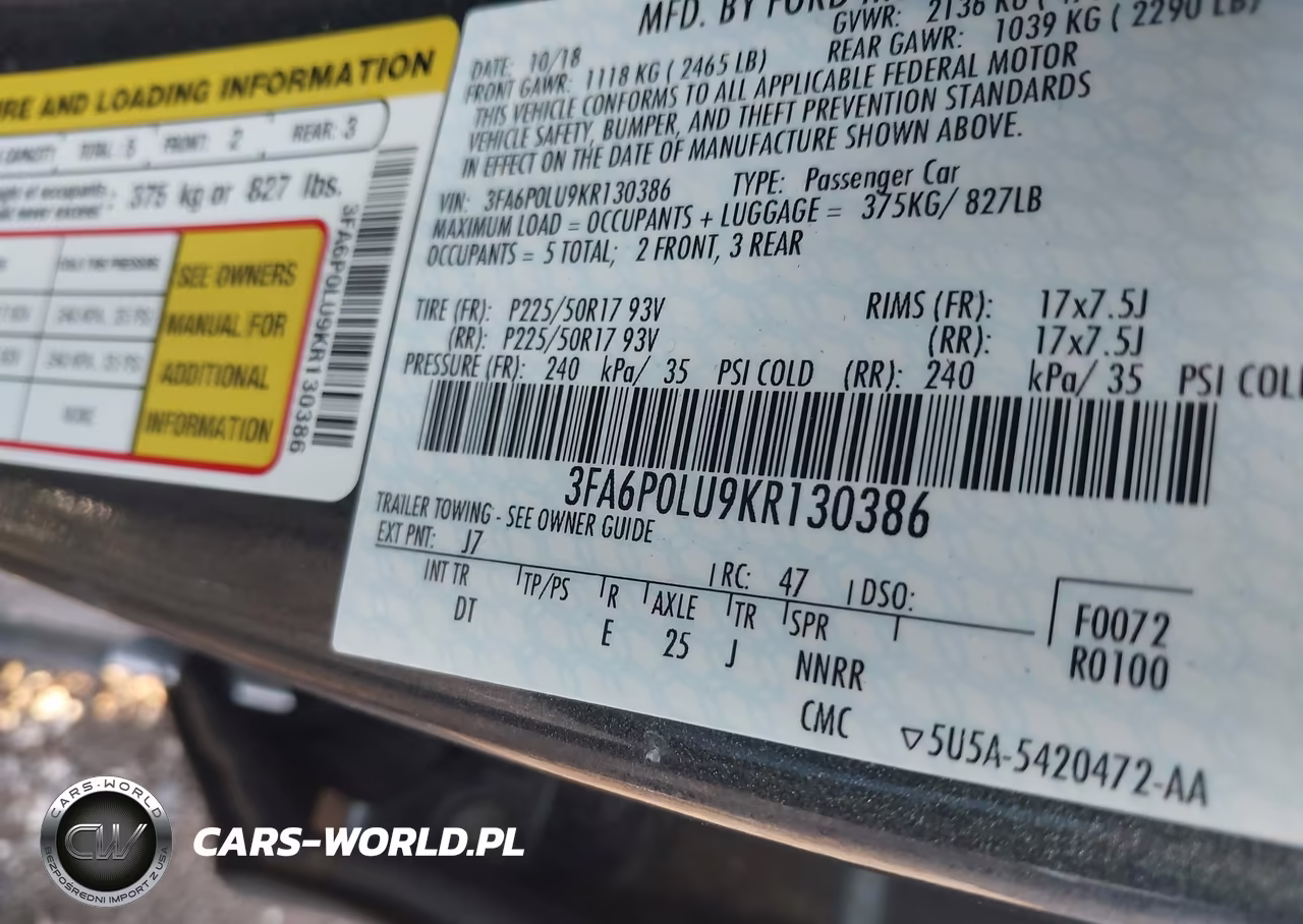 2019 Ford Fusion Hybrid Se VIN:3FA6P0LU9KR130386 - 9