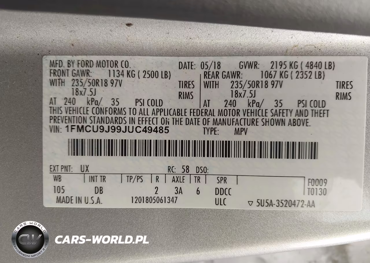 2018 Ford Escape Titanium VIN:1FMCU9J99JUC49485 - 9