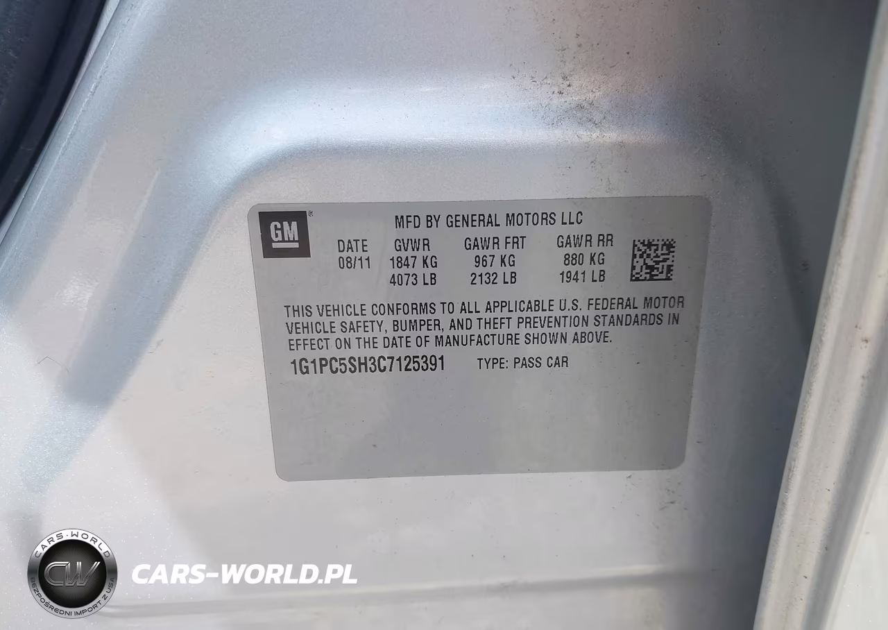 2012 Chevrolet Cruze Ls VIN:1G1PC5SH3C7125391 - 9
