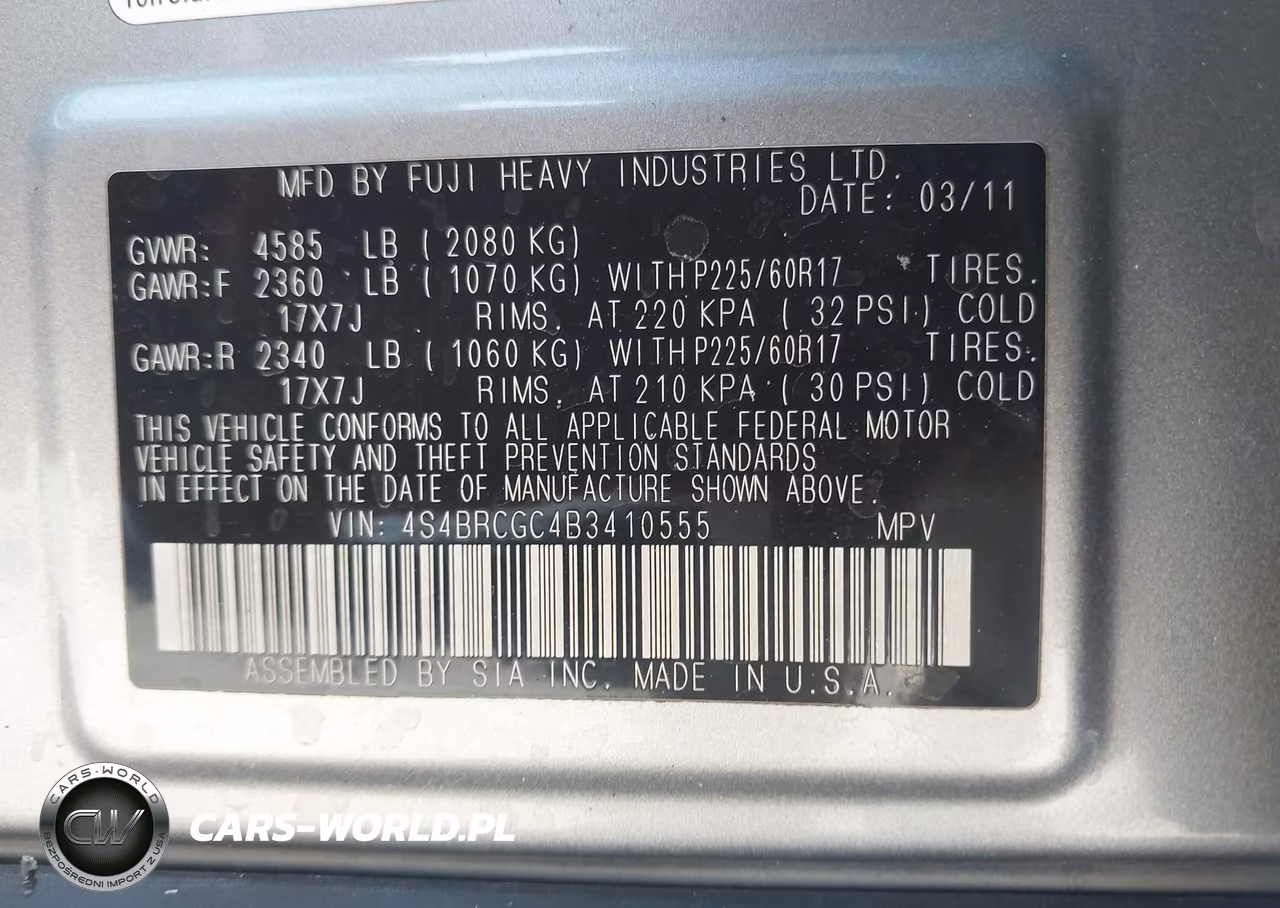 2011 Subaru Outback 2.5I Premium VIN:4S4BRCGC4B3410555 - 9