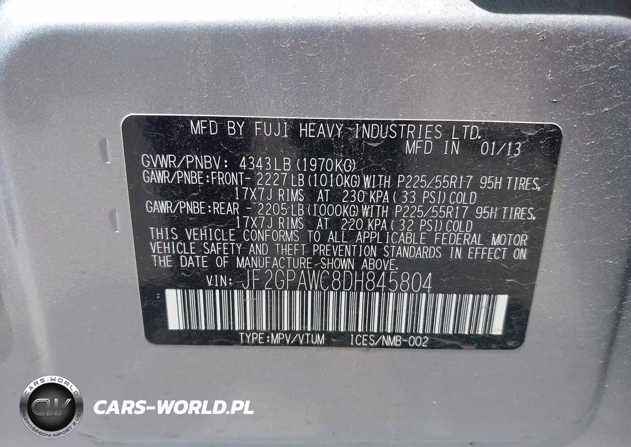 2013 Subaru Xv Crosstrek 2.0I Premium VIN:JF2GPAWC8DH845804 - 9