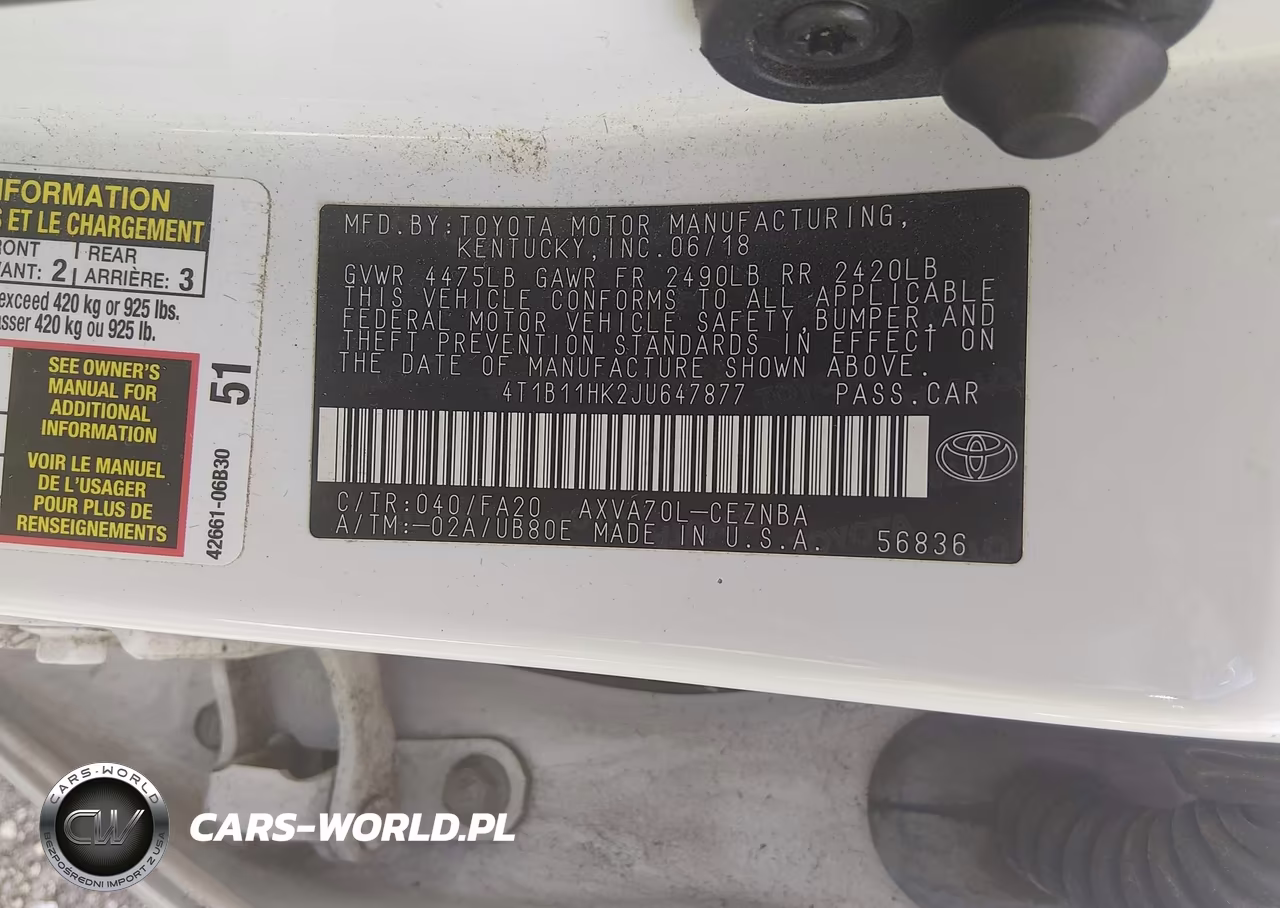 2018 Toyota Camry Le VIN:4T1B11HK2JU647877 - 9