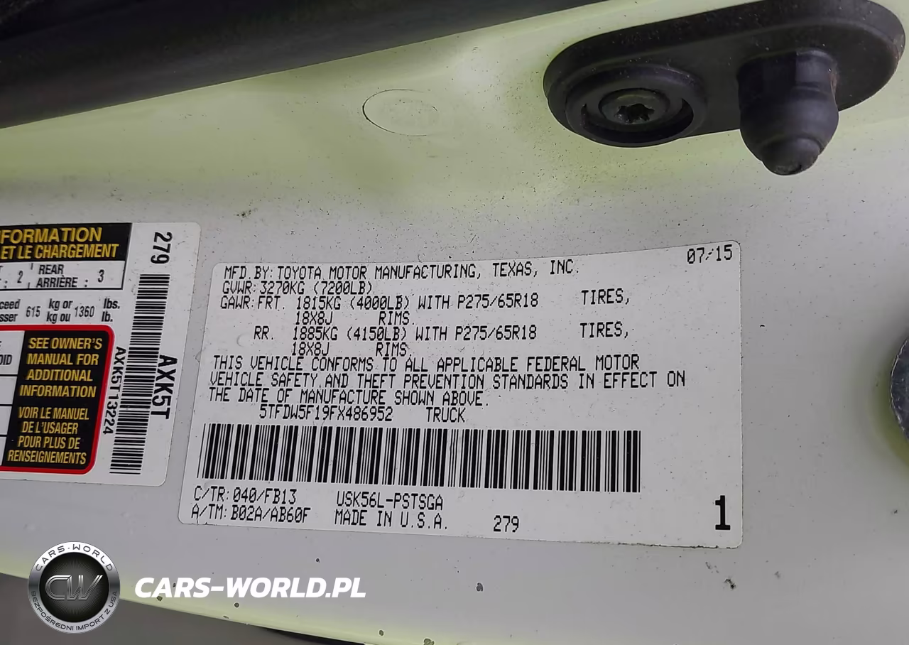 2015 Toyota Tundra Sr5 5.7L V8 VIN:5TFDW5F19FX486952 - 9