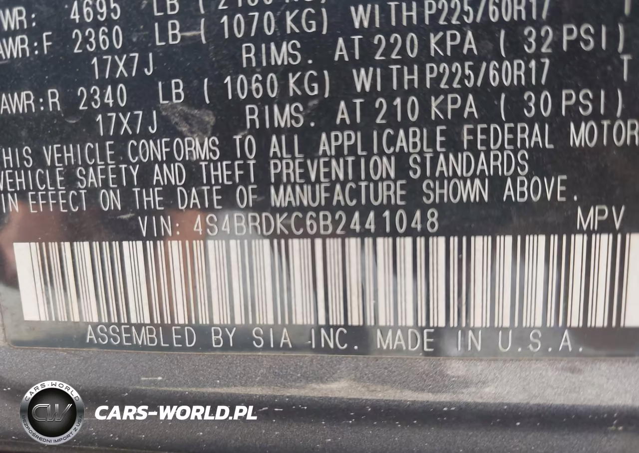 2011 Subaru Outback 3.6R Limited VIN:4S4BRDKC6B2441048 - 9