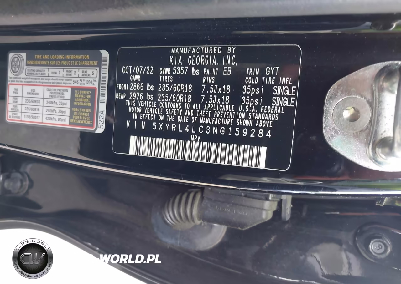 2022 Kia Sorento S VIN:5XYRL4LC3NG159284 - 9