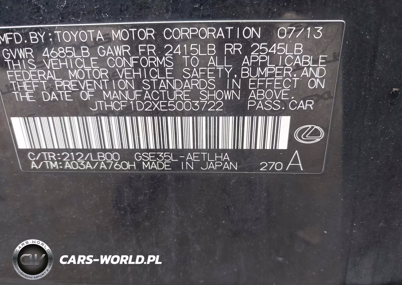 2014 Lexus Is 250 VIN:JTHCF1D2XE5003722 - 9